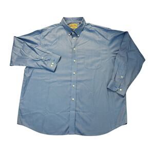 Gold Label Roundtree & Yorke Non-Iron Blue Button-Down Mens Size XXL